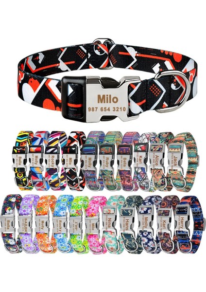 Gökkuşağı Tarzı M Boyutu Ayarlanabilir Naylon Ekose Unisex Köpek Tasması Kişiselleştirilmiş Köpek Tasması Özel Ücretsiz Kazınmış Isim Kımlık Etiketi Küçük Büyük Ürün Köpek Tasması (Yurt Dışından) indirimleri