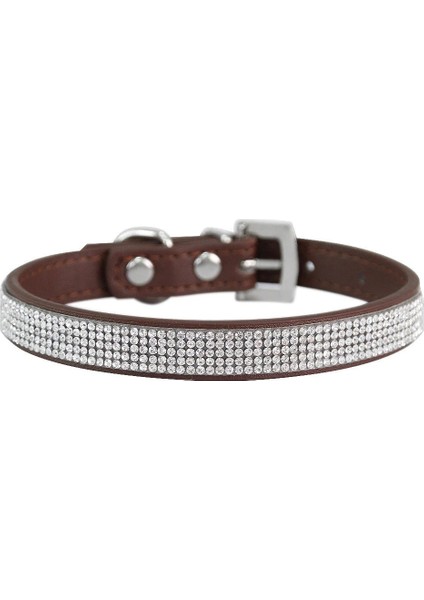 Kahverengi Tarzı S Beden Kristal Glitter Rhinestones Evcil Hayvan Tasması Deri Köpek Kolye Yaka Küçük Orta Büyük Köpekler Kedi Chihuahua Pug Aksesuarları (Yurt Dışından)