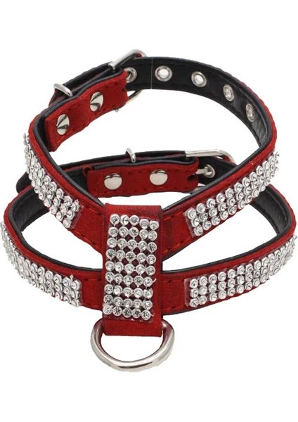 Kırmızı Stil M Boyutu U Deri Evcil Hayvan Kolye Köpek Koşum Tasma Köpek Tasması Hızlı Bırakma Bling Taklidi Zarif Kristal Elmas Ayarlanabilir (Yurt Dışından)