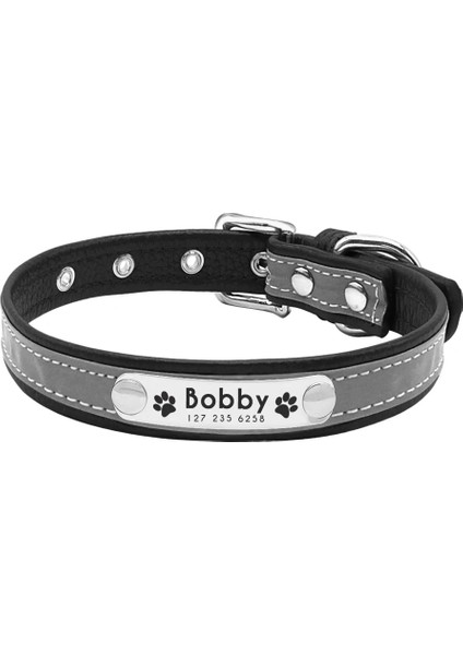Siyah Stil M Boyutu Yansıtıcı Pet Köpek Özel Yaka Ayarlanabilir Ücretsiz Kazınmış Küçük Orta Köpekler Kediler Yavru Yavru Kolye Tabela Kımlık Etiketi Yaka (Yurt Dışından)