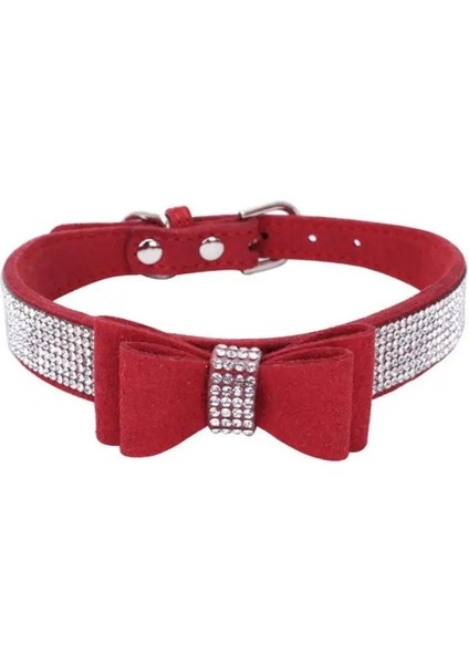 Pembe Tarzı S Beden Pet Rhinestones Yay Düğüm Yaka Köpek Kedi Bling Yumuşak Sevimli Kravat Yaka Pu Deri Pet Yaka Pet Köpek Malzemeleri (Yurt Dışından) indirimleri
