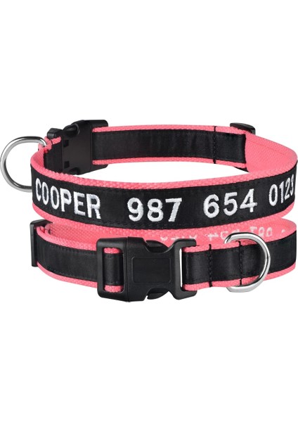 Pembe Tarzı L Boyutu Ayarlanabilir Özel Naylon Köpek Tasması Kişiselleştirilmiş Nakış Köpek Tasması Yavru Unisex Köpek Tasması Küçük Büyük Pet Köpek Aksesuarları (Yurt Dışından)
