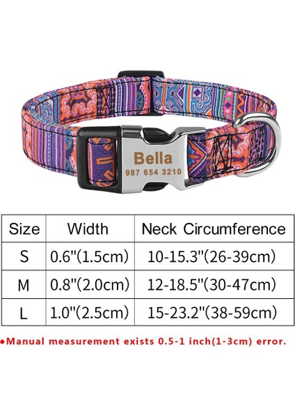 Mor Tarzı Xl Boyutu Ayarlanabilir Naylon Ekose Unisex Köpek Tasması Kişiselleştirilmiş Köpek Tasması Özel Ücretsiz Kazınmış Isim Kımlık Etiketi Küçük Büyük Ürün Köpek Tasması (Yurt Dışından)