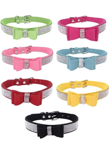 Siyah Stil S Beden Pet Rhinestones Yay Düğüm Yaka Köpek Kedi Bling Yumuşak Sevimli Kravat Yaka Pu Deri Pet Yaka Pet Köpek Malzemeleri (Yurt Dışından)