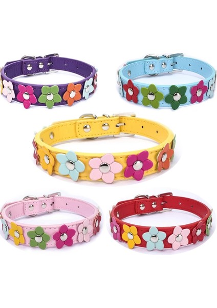 Gül Tarzı S Beden Pet Köpek Çiçek Yaka Tasma Pu Deri Kedi Collier Zincir Boyun Askısı Küçük Orta Büyük Hayvan Teddy Chihuahua Pug Moda (Yurt Dışından) fiyatları