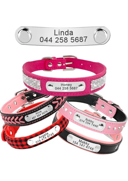 No.15 Tarzı M Boyutu Bling Yavru Köpek Kedi Yaka Kişiselleştirilmiş Kazınmış Pet Köpek Kımlık Etiketi Yaka Küçük Kediler Köpekler Için Özel Chihuahua Taklidi Yaka (Yurt Dışından) modelleri