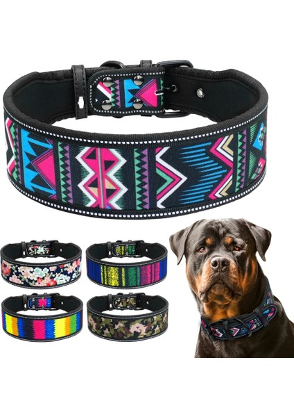 No.4 Stili M Boyutu Naylon Köpek Yaka Yansıtıcı Evcil Köpek Tasmaları Nefes Alabilir Yastıklı Çizgili Pitbull Alman Çoban Orta Büyük Köpekler Yaka S M L (Yurt Dışından) fiyatları