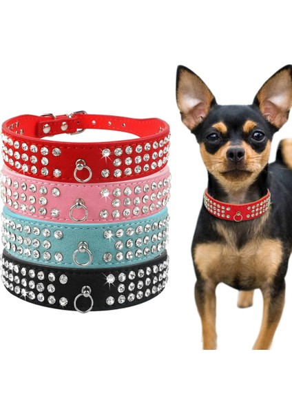 12MAVI Tarzı S Beden Bling Rhinestone Yavru Kedi Tasmaları Ayarlanabilir Deri Ilmek Yavru Yaka Küçük Orta Köpekler Için Catuahua Pug Yorkshire (Yurt Dışından) fırsatları
