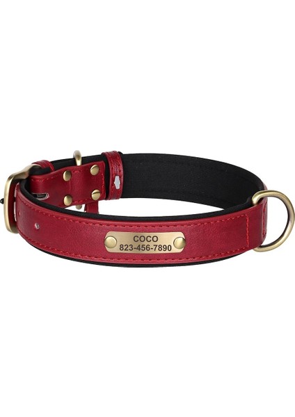 Kırmızı Stil Xl Boyutu Kişiselleştirilmiş Köpek Tasması Deri Kimlik Tabela Köpek Tasmaları Küçük Orta Büyük Köpekler Için Yumuşak Ayarlanabilir Yaka Ücretsiz Gravür (Yurt Dışından)
