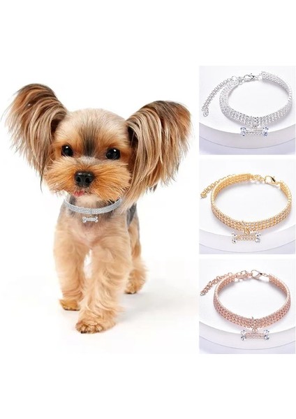 Gümüş Tarzı L-29.5-39.5cm Metal Bakır Pet Kolye Kedi Köpek Tasması Elmas Lüks Zirkon Kemik Kolye Takı Aksesuarları Pet Ayarlanabilir Köpek Yaka (Yurt Dışından) indirimleri