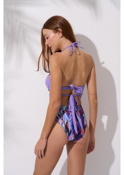 Yüksel Bel Bikini Takımı Bel ve Boyun Bağlamalı