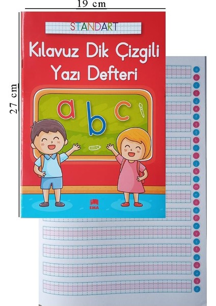 Güzel Yazı Defteri A4 Boy 19 x 27 cm Kılavuz Dik Çizgili 24 Yaprak 1 Adet Standart Dik Çizgili Yazı Defteri Dik Temel Harflerle 1 Sınıf