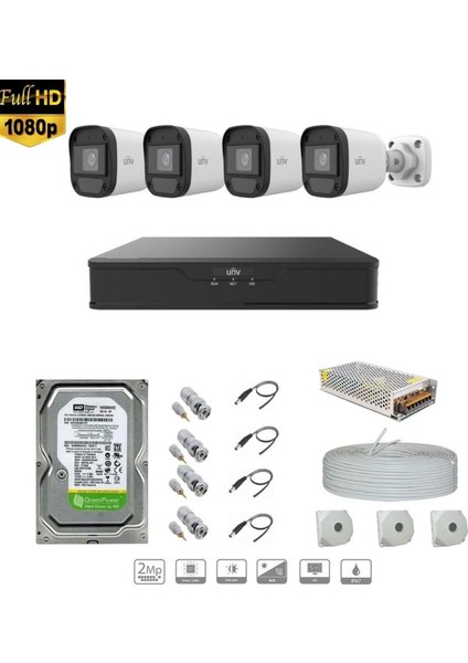 Unıvıew Full Hd 4 Kameralı Set