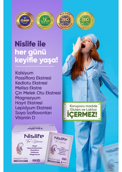 Nislife Hayıt Tohumu, Soya Izoflavonları ve Passiflora İçeren Takviye Edici Gıda 30 Saşe