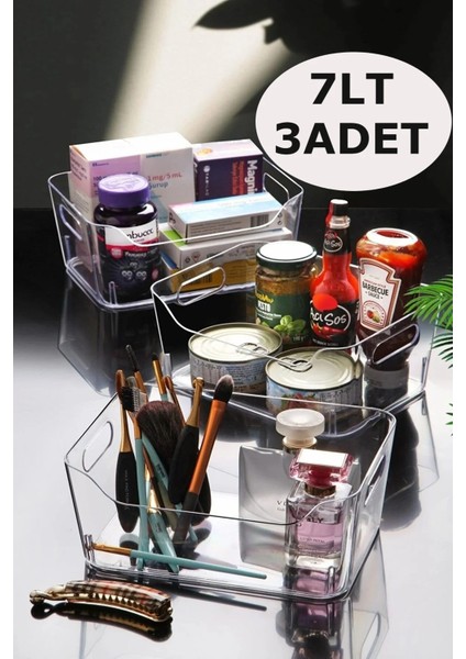 7 Lt Clear Buzdolabı & Dolap Içi Düzenleyici Organizer 3 Adet