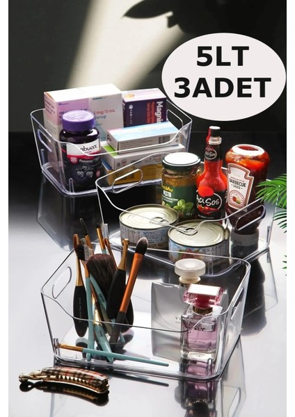 5 Lt Clear Buzdolabı & Dolap Içi Düzenleyici Organizer 3 Adet