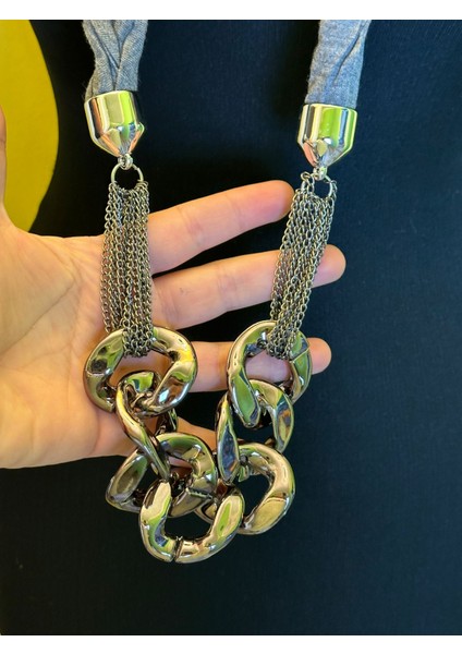 Penye Zincirli Kadın Fular Kolye Boy 50 cm fiyatları