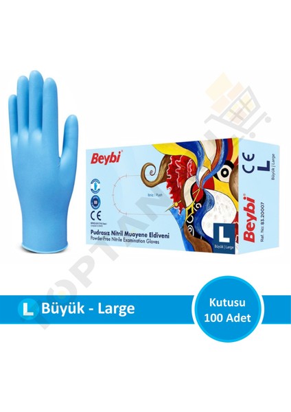 Nitril Mavi Pudrasız Muayene Eldiveni - 5 Paket (100'LÜK Kutu) fiyatları