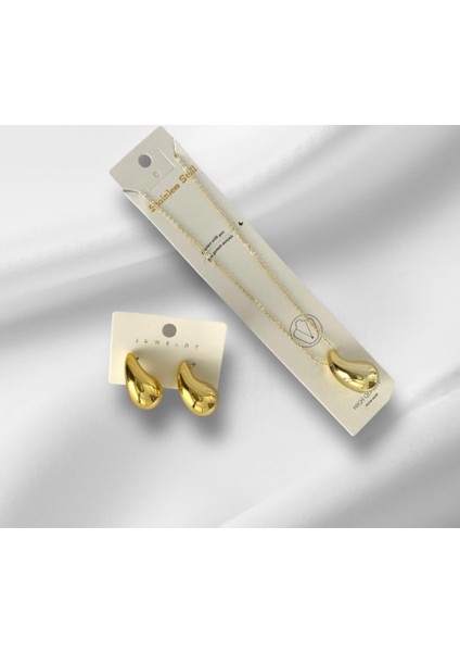 Kadın Bottega Gold Çelik Küpe+Kolye Seti fiyatları