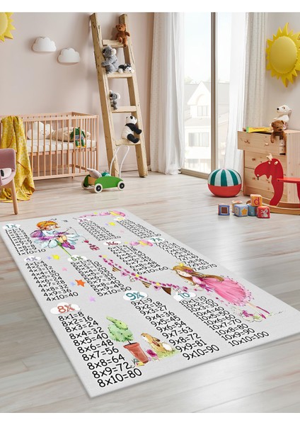 Eğitici Çarpım Tablosu Desenli Halı Yıkanabilir Kaymaz Taban Bebek Odası