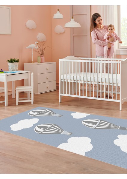 Yıkanabilir Kaymaz Taban Bebek ve Çocuk Odası Halısı