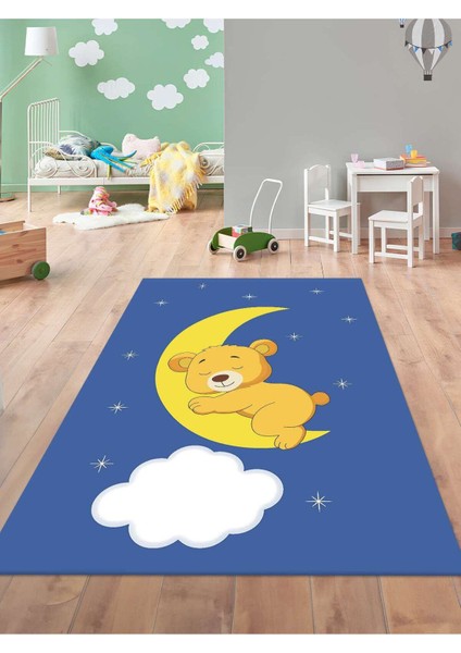 Sevimli Ayı Halısı Yıkanabilir Kaymaz Taban Çocuk Odası
