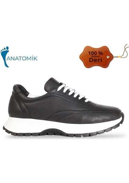 1965-273061 Hakiki Deri Anatomik Tabanlı Kadın Sneakers Ayakkabı - NKT01965-SIYAH Beyaz-36 modelleri