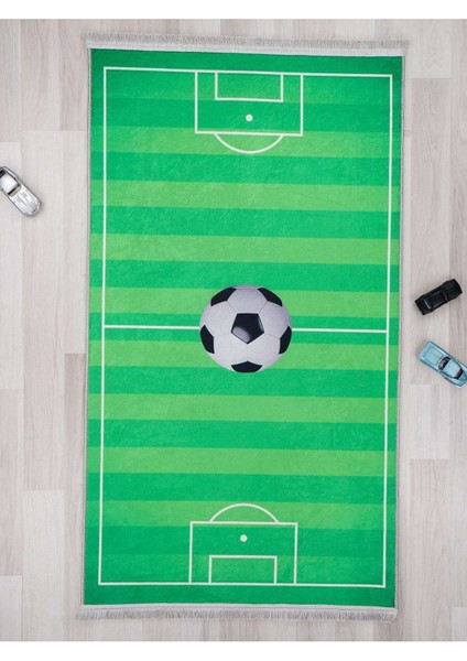 Futbol Saha Desenli Halısı Yıkanabilir Kaymaz Taban Çocuk Odası
