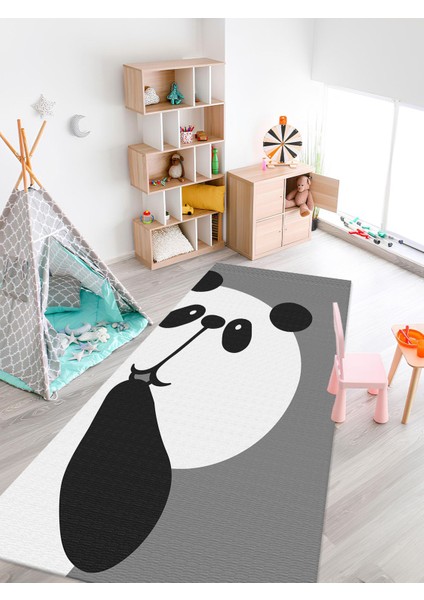 Sevimli Panda Halısı Yıkanabilir Kaymaz Taban Bebek ve Çocuk Odası