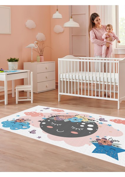Sevimli Halı Yıkanabilir Kaymaz Taban Bebek ve Çocuk Odası
