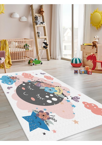 Sevimli Halı Yıkanabilir Kaymaz Taban Bebek ve Çocuk Odası