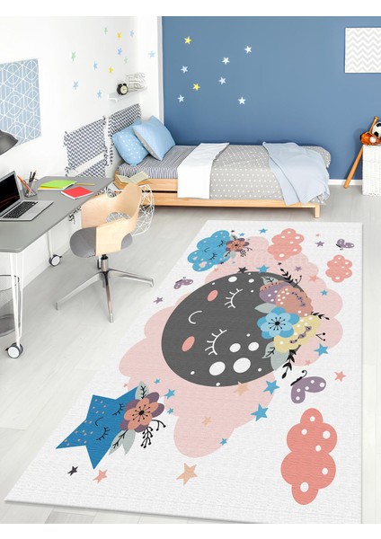 Sevimli Halı Yıkanabilir Kaymaz Taban Bebek ve Çocuk Odası