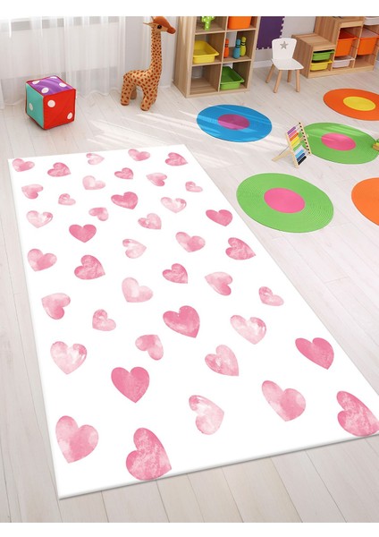 Pastel Tonlu Halı Yıkanabilir Kaymaz Taban Bebek ve Çocuk Odası
