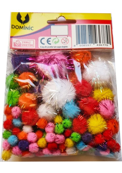 100'LÜ Karışık Boyutlarda / Renklerde Dominic Simli Ponpon modelleri