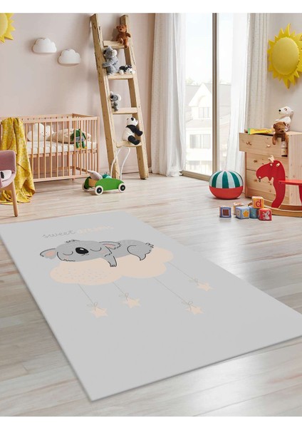 Koala Desenli Halı Yıkanabilir Kaymaz Taban Bebek Odası