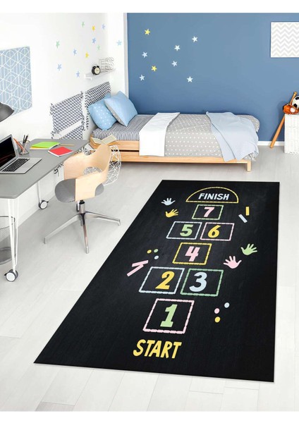 Seksek Oyun Halısı Yıkanabilir Kaymaz Taban Çocuk Odası