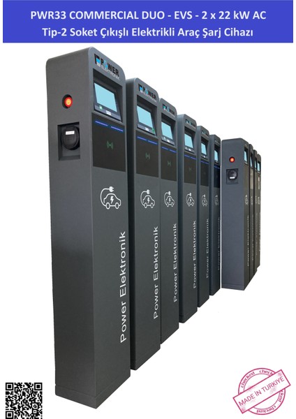 POWER ELEKTRONİK SHOP | PWR33 COMMERCIAL DUO -EVS-2x22 kW - TİP2 SOKET ÇİFT ÇIKIŞLI ELEKTRİKLİ ARAÇ ŞARJ CİHAZI fırsatları