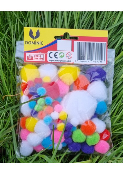 100'LÜ Karışık Boyutlarda / Renklerde Dominic Simsiz Ponpon