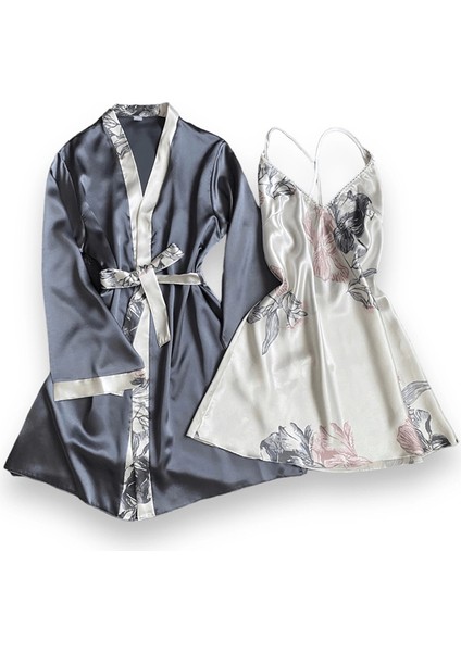 Çiçek Desenli Saten Sabahlıklı Takım fiyatları