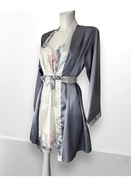 Çiçek Desenli Saten Sabahlıklı Takım fırsatları