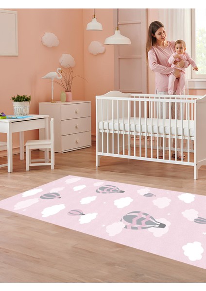 Balon Desenli Halı Yıkanabilir Kaymaz Taban Çocuk ve Bebek Odası