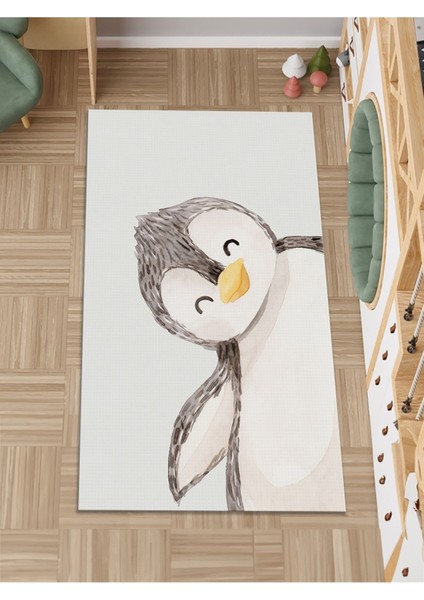 Penguen Desenli Halı Yıkanabilir Kaymaz Taban Bebek Odası