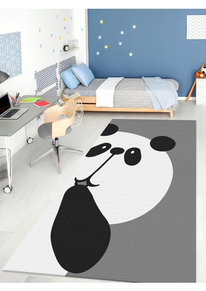 Sevimli Panda Halısı Yıkanabilir Kaymaz Taban Bebek ve Çocuk Odası