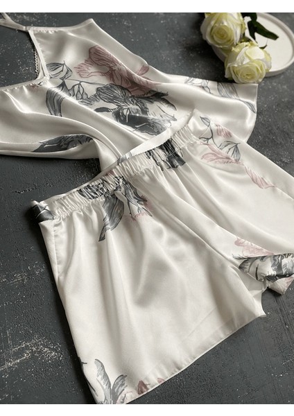Çiçek Desenli Saten Şortu Takım fiyatları