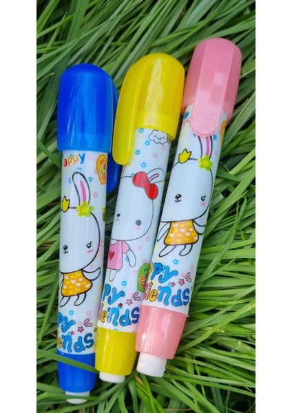 3'lü Roket Happy Friends Basmalı Ruj Silgi