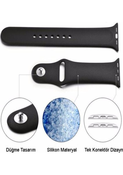 CaseWorld Apple Watch 2/ 3/ 4/ 5/ 6/ 7/ 8/ Se Uyumlu Kayış 38/ 40/ 41mm Yumuşak Renkli Silikon Large Kordon - Kakao