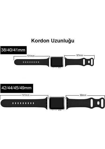 CaseWorld Apple Watch 2/ 3/ 4/ 5/ 6/ 7/ 8/ Se Uyumlu Kayış 38/ 40/ 41mm Yumuşak Renkli Silikon Large Kordon - Kakao