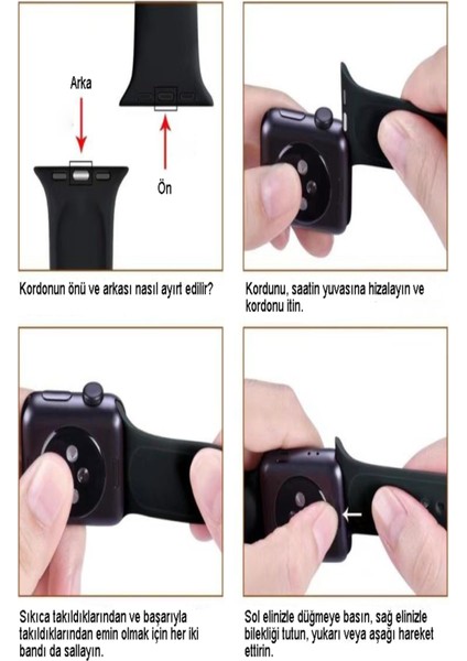 CaseWorld Apple Watch 2/ 3/ 4/ 5/ 6/ 7/ 8/ Se Uyumlu Kayış 38/ 40/ 41mm Yumuşak Renkli Silikon Large Kordon - Kakao