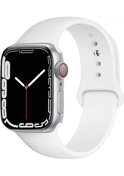 CaseWorld Apple Watch 2/ 3/ 4/ 5/ 6/ 7/ 8/ Se Uyumlu Kayış 38/ 40/ 41mm Yumuşak Renkli Silikon Large Kordon - Beyaz