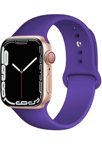 CaseWorld Apple Watch 2/ 3/ 4/ 5/ 6/ 7/ 8/ Se Uyumlu Kayış 38/ 40/ 41mm Yumuşak Renkli Silikon Large Kordon - Mor
